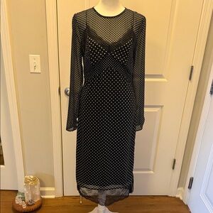 Elegant Black Polka Dot Dress